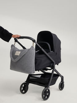 Flannel Chalkstripe Diaper Bag | Light Grey