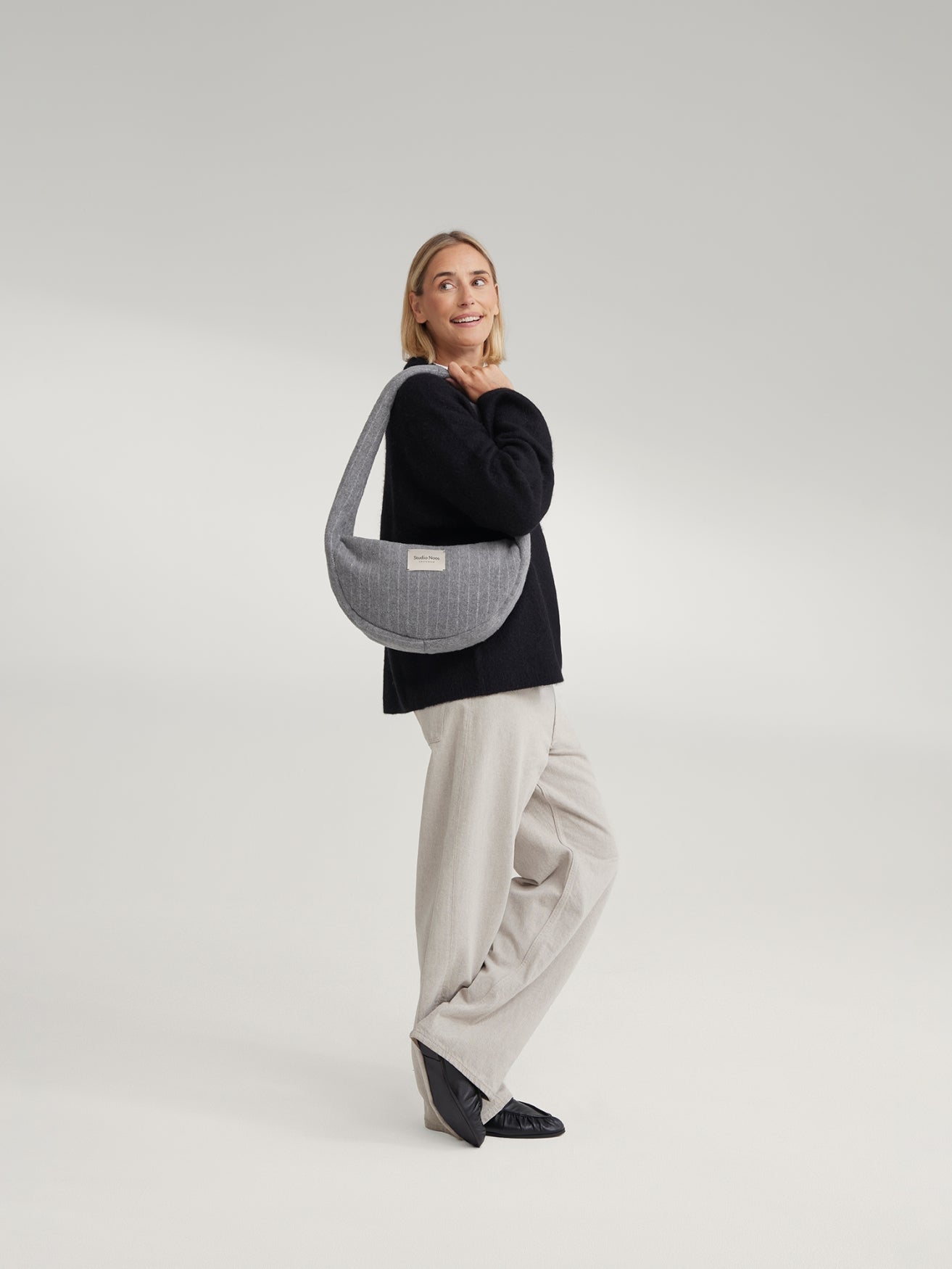 Flanelle craie Mini Cross Body Bag | Gris