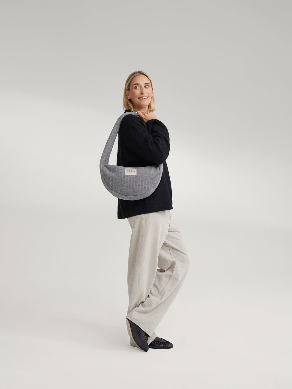 Flanelle craie Mini Cross Body Bag | Gris