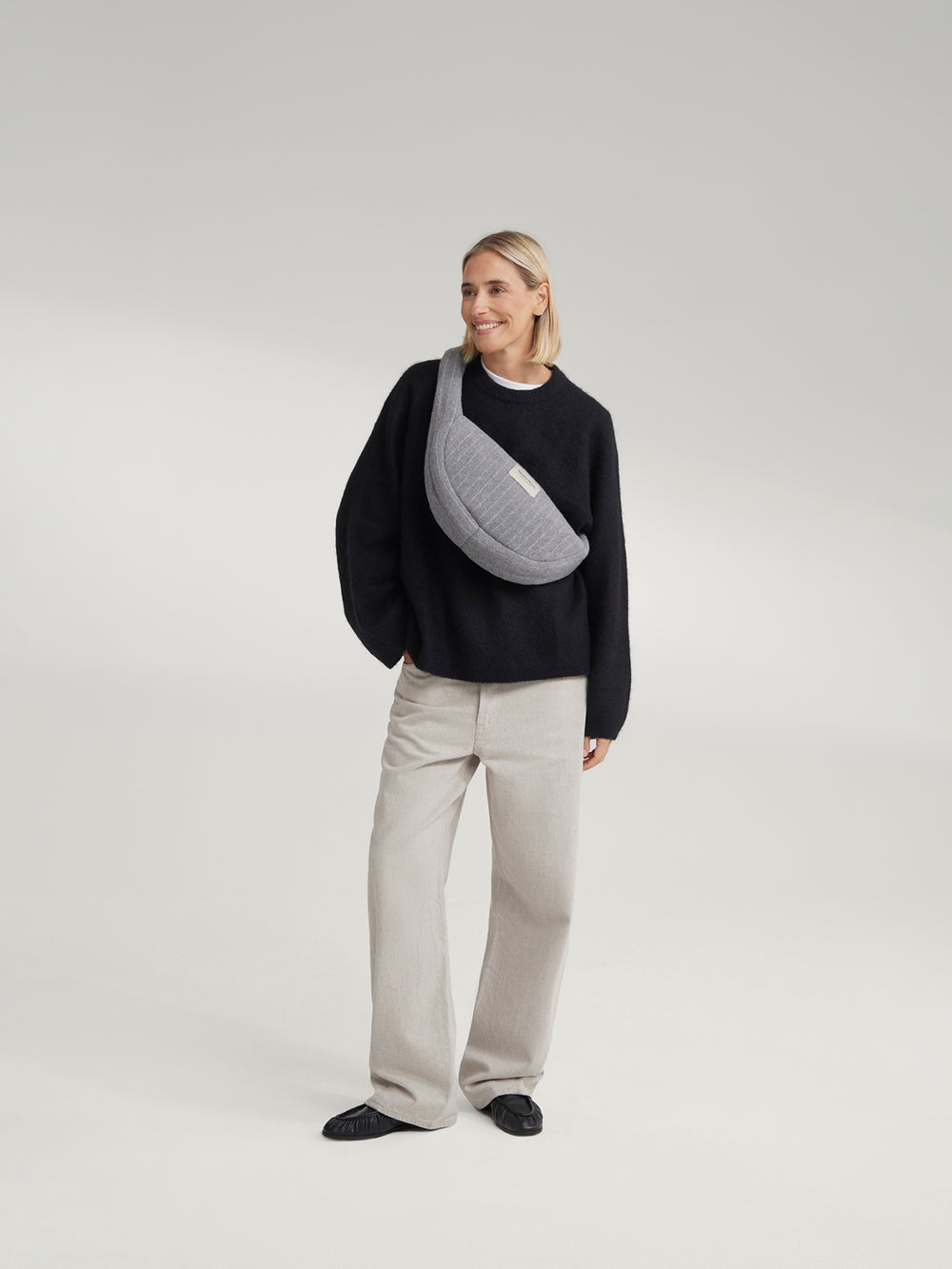 Flanelle craie Mini Cross Body Bag | Gris