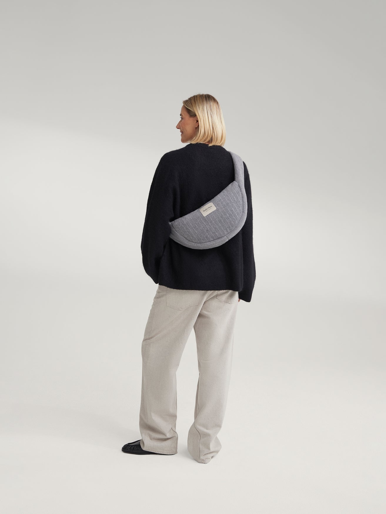 Flanelle craie Mini Cross Body Bag | Gris