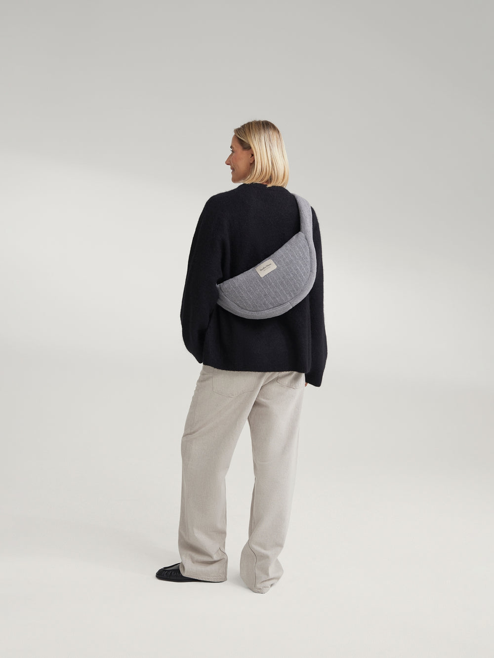 Flanelle craie Mini Cross Body Bag | Gris