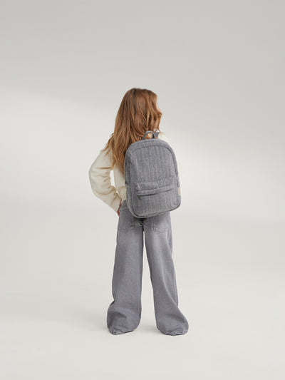 Flannel Chalkstripe Midi Backpack | Light Grey