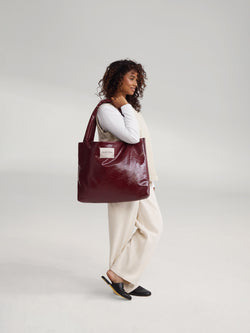 Vegan Leather Mom Bag | Burgundy