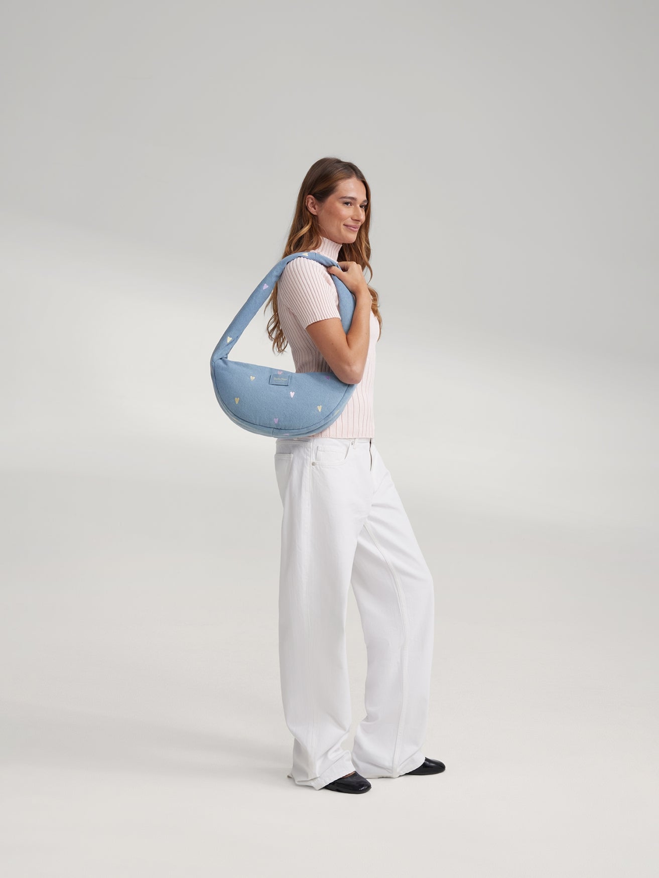 Denim Mini Cross Body Bag | Lichtblauwe Hartjes