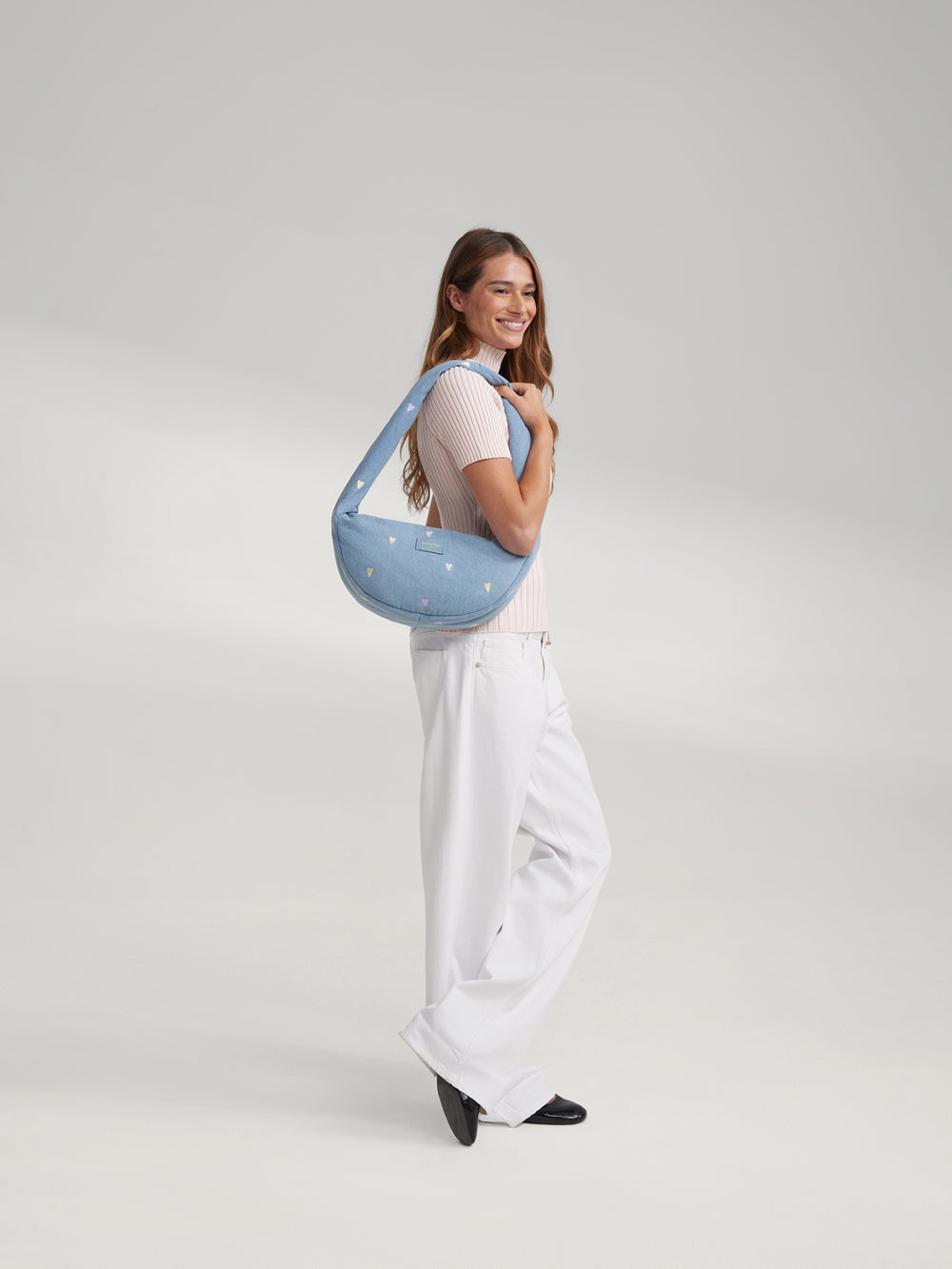 Denim Mini Cross Body Bag | Lichtblauwe Hartjes