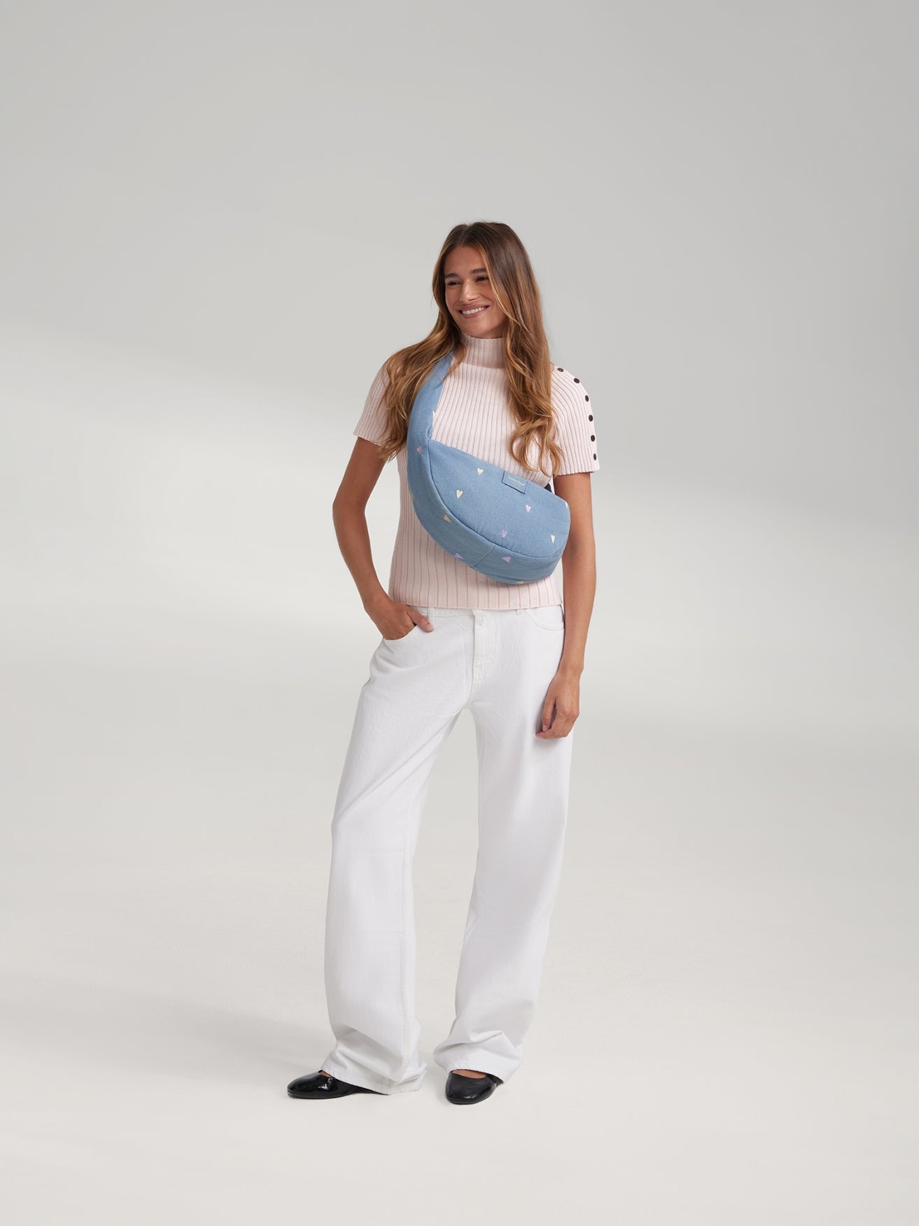 Denim Mini Cross Body Bag | Lichtblauwe Hartjes