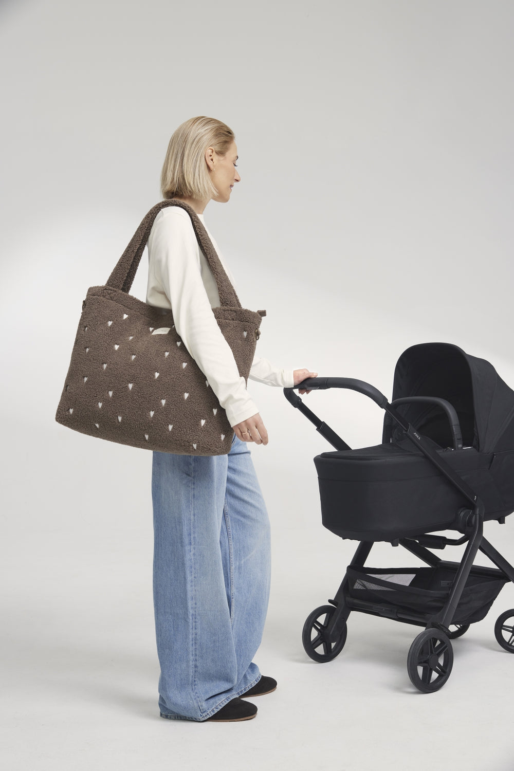 Teddy Diaper Bag | Brown Hearts