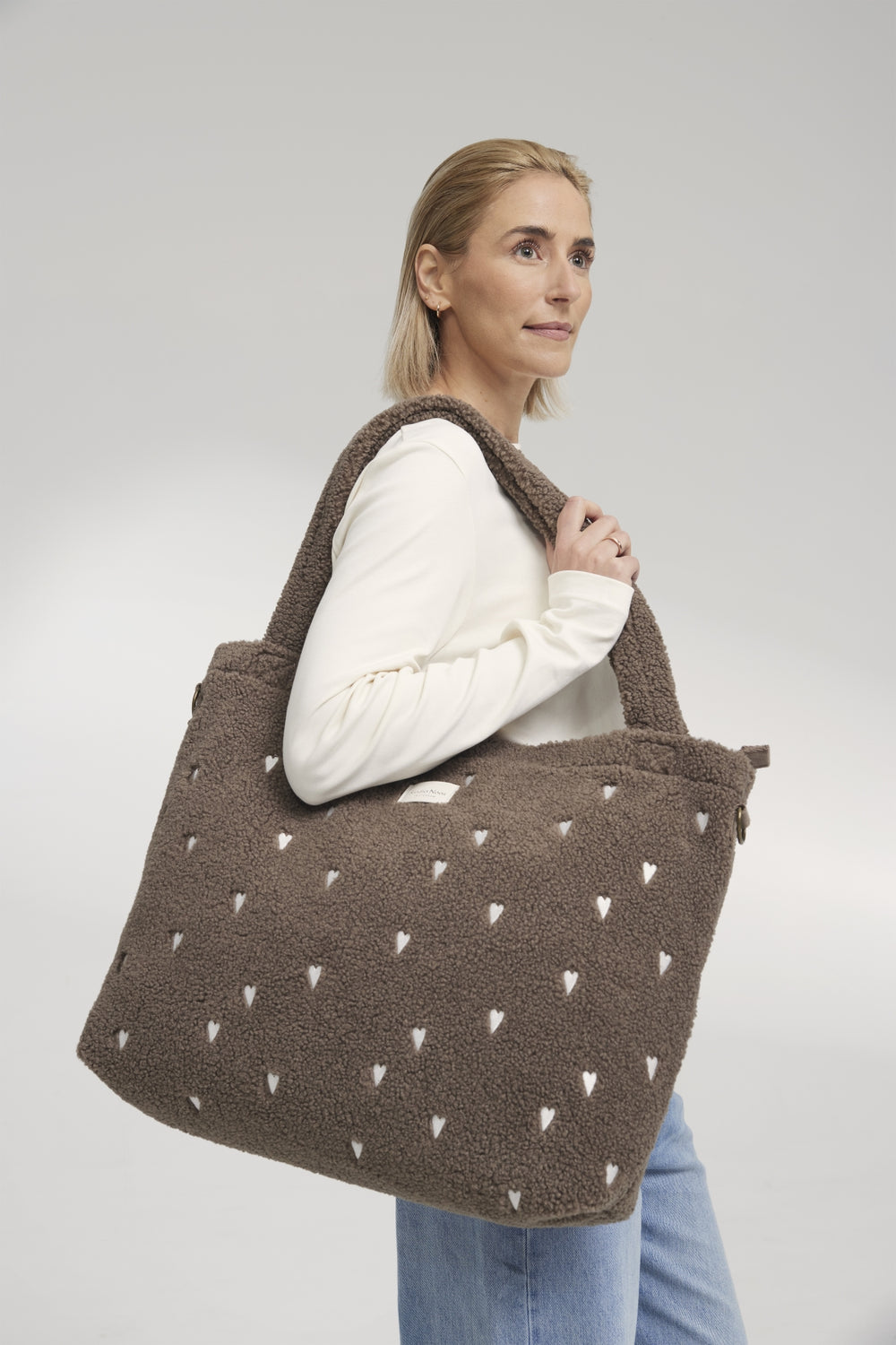 Teddy Diaper Bag | Brown Hearts