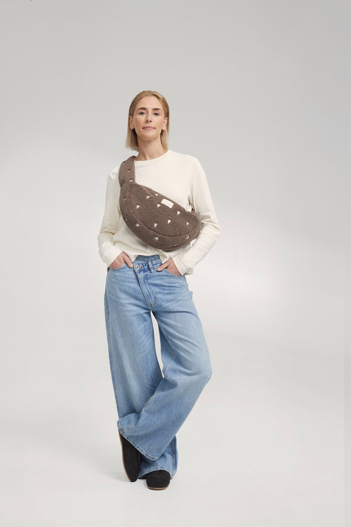 Bruine Teddy Hearts Mini Crossbody Tas