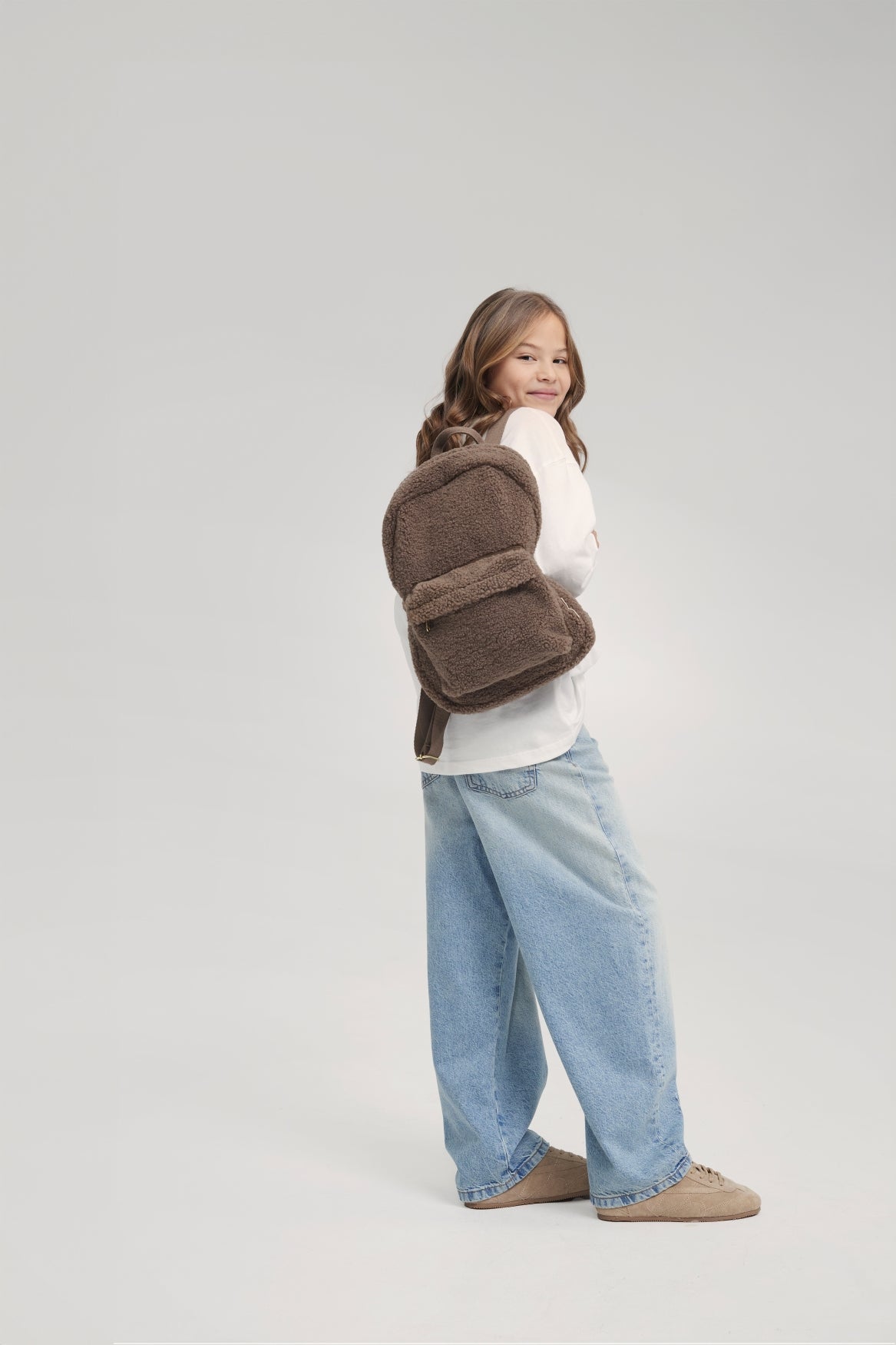 Teddy Midi Sac à dos Avec Poche Frontale | Brun