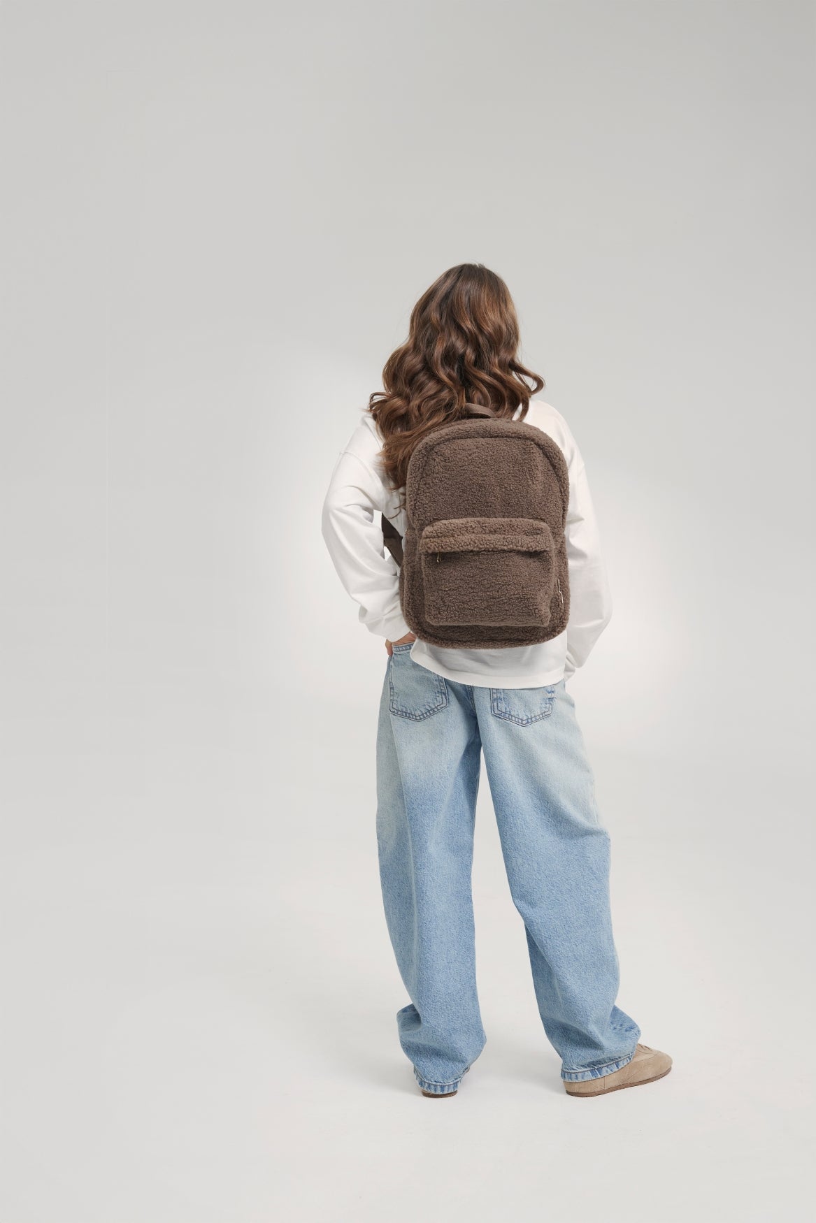 Teddy Midi Sac à dos Avec Poche Frontale | Brun