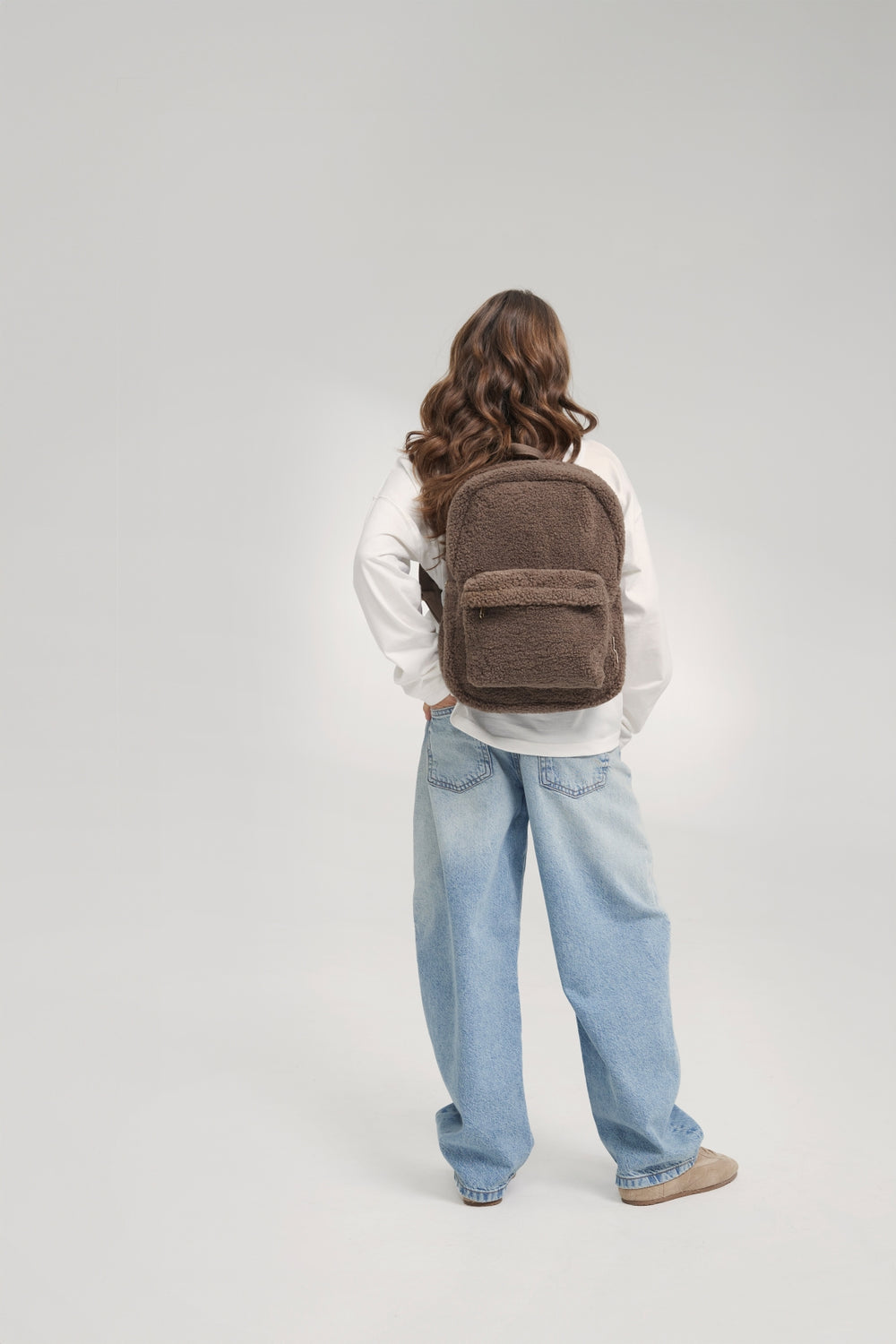 Teddy Midi Sac à dos Avec Poche Frontale | Brun