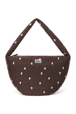 Puffy Cross Body Bag | Brown Hearts