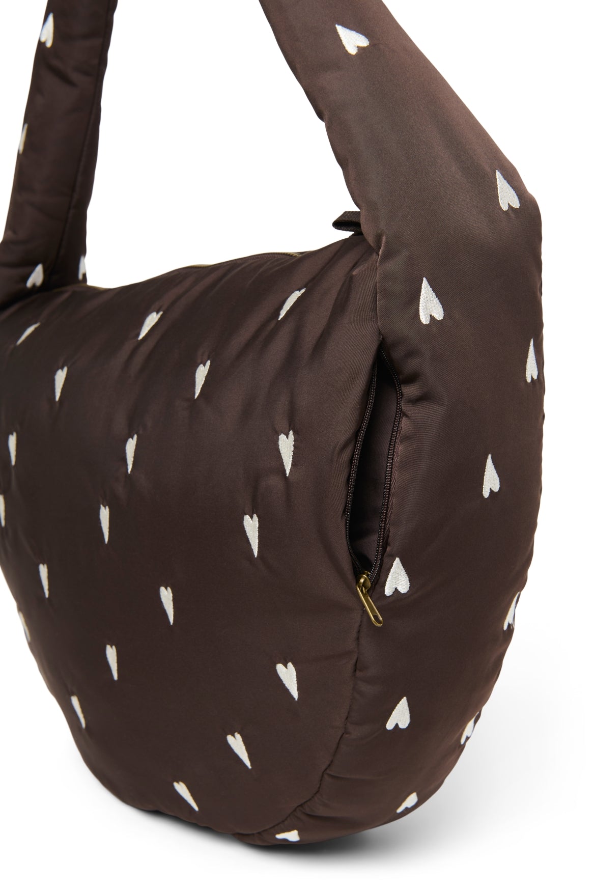 Puffy Cross Body Bag | Brown Hearts