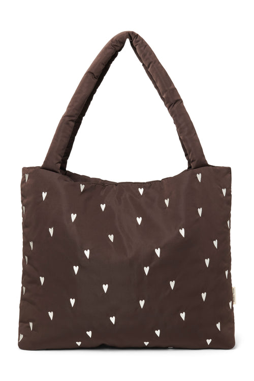 Puffy Mom Bag | Brown Hearts