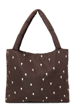 Puffy Mom Bag | Brown Hearts