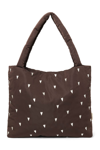 Puffy Mom Bag | Brown Hearts
