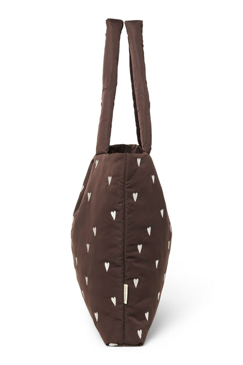 Puffy Mom Bag | Brown Hearts