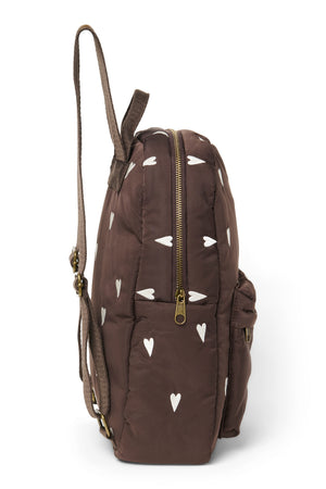 Puffy Midi Backpack | Brown Hearts