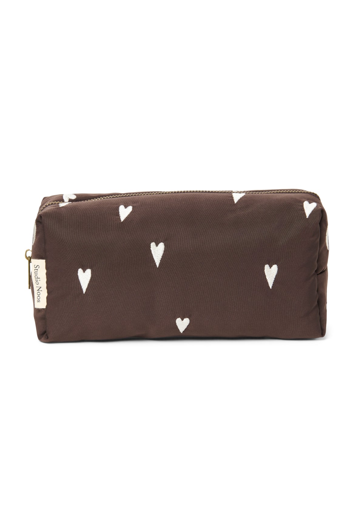 Puffy Pouch | Brown Hearts