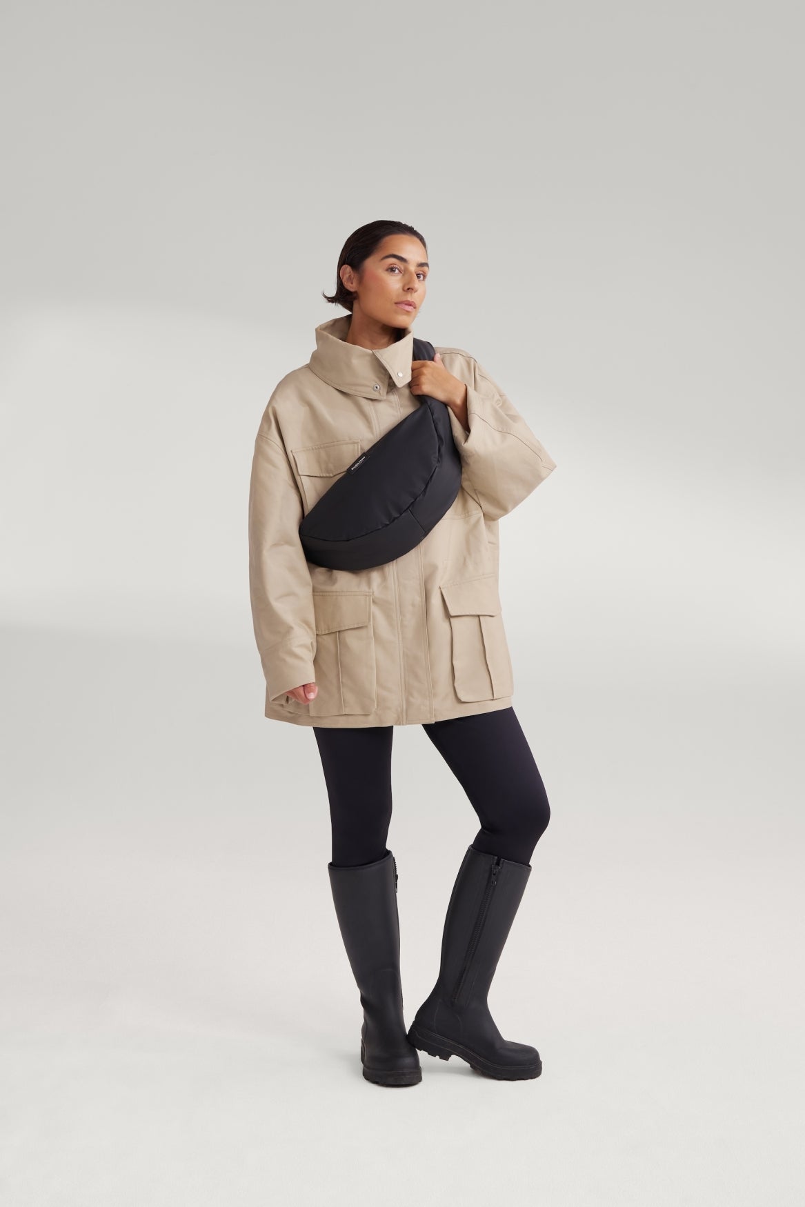 Rain Puffy Mini Cross Body Bag | Black