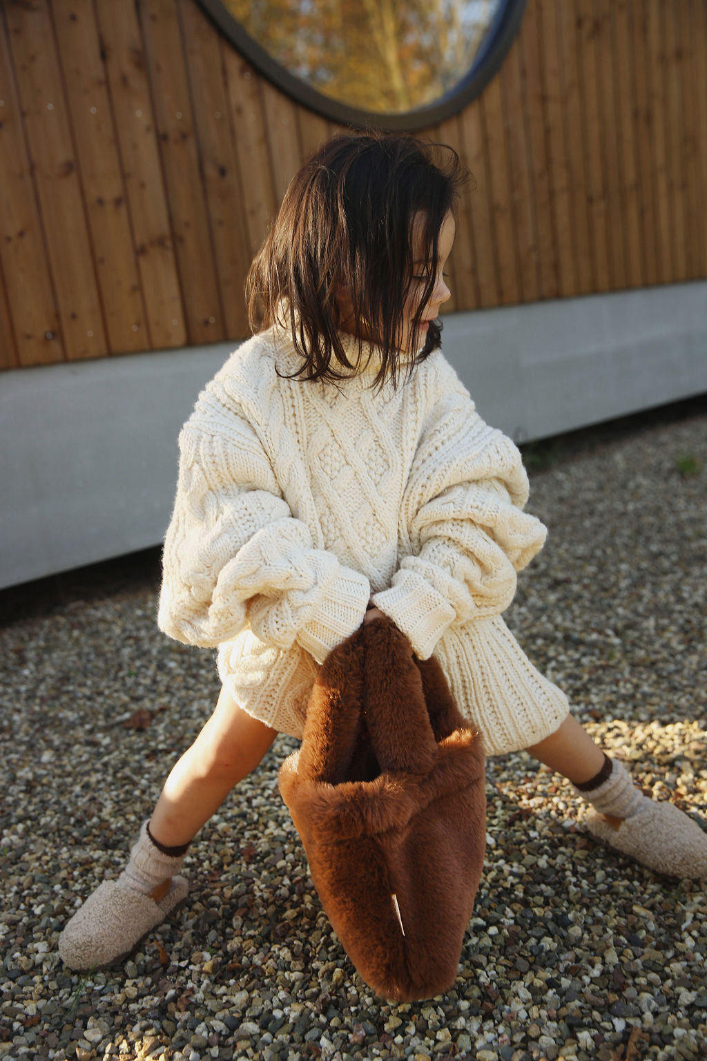 Brown Faux Fur Mini Handbag