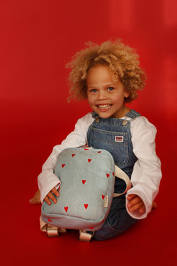 Denim Mini Sac À Dos | Bleu Hearts