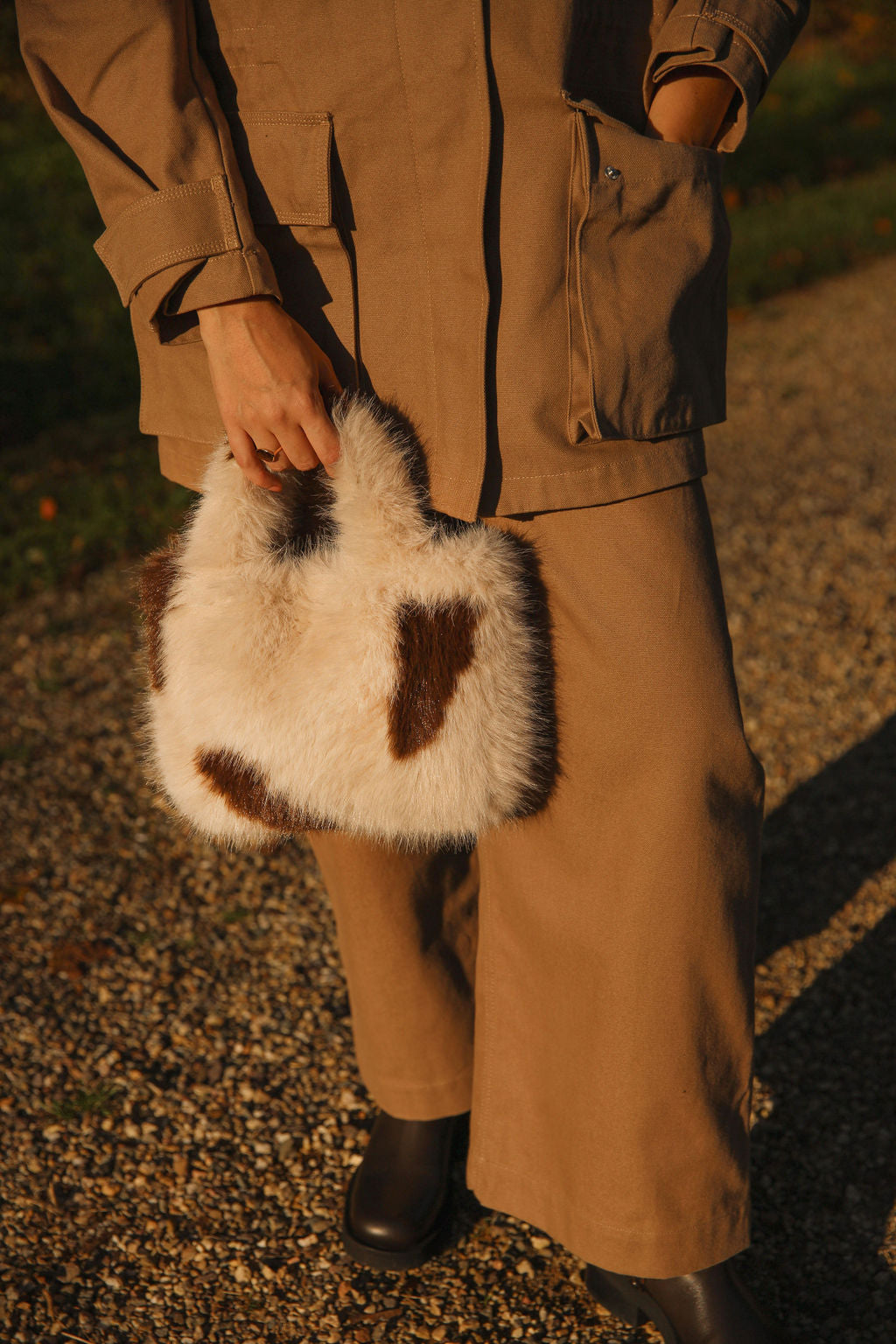 Holy Cow Faux Fur Mini Handbag