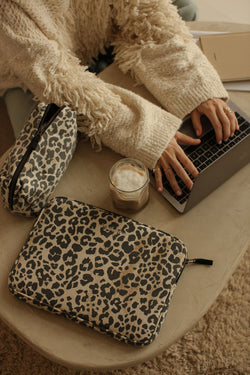 Soft Cotton Pochette Pour Ordinateur Portable 13 Inch | Leopard