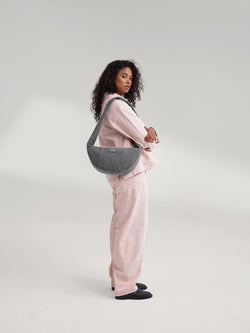 Graue Denim Mini-Umhängetasche