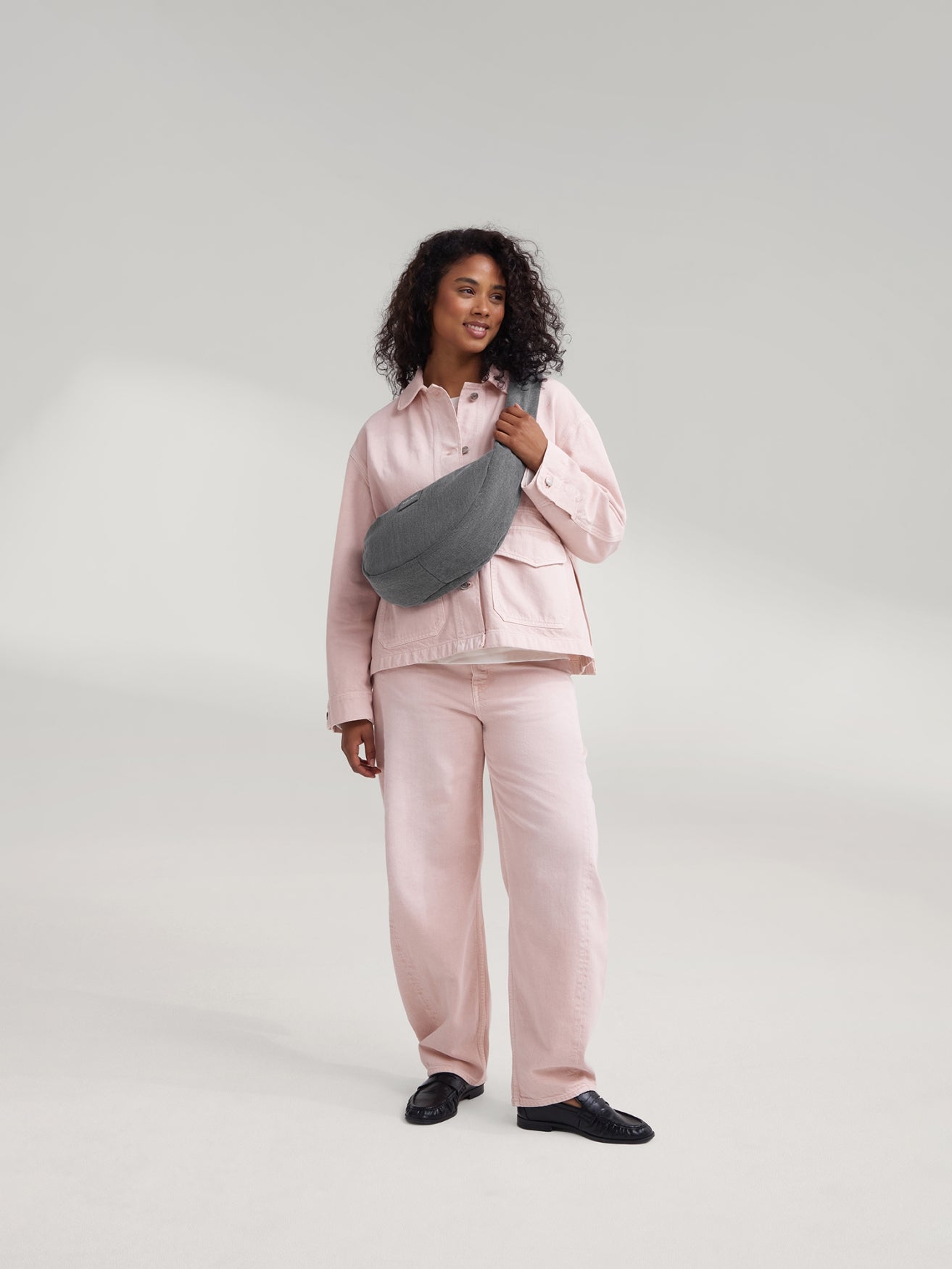 Graue Denim Mini-Umhängetasche