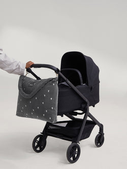Denim Diaper Bag | Grey Hearts