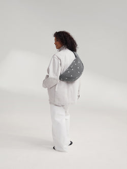 Grey Hearts Denim Mini-Umhängetasche