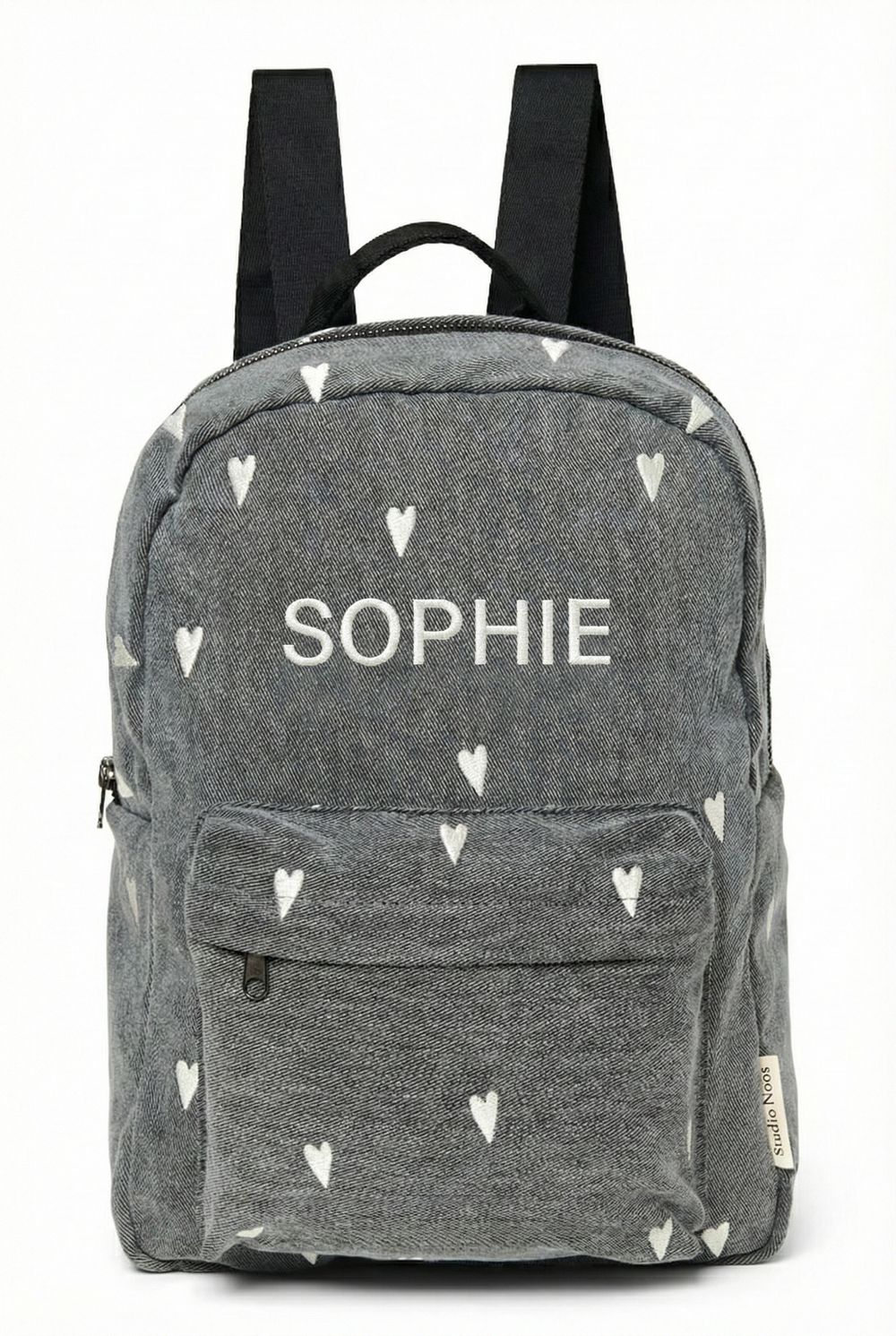 Denim Midi-Rucksack | Grauer Hearts