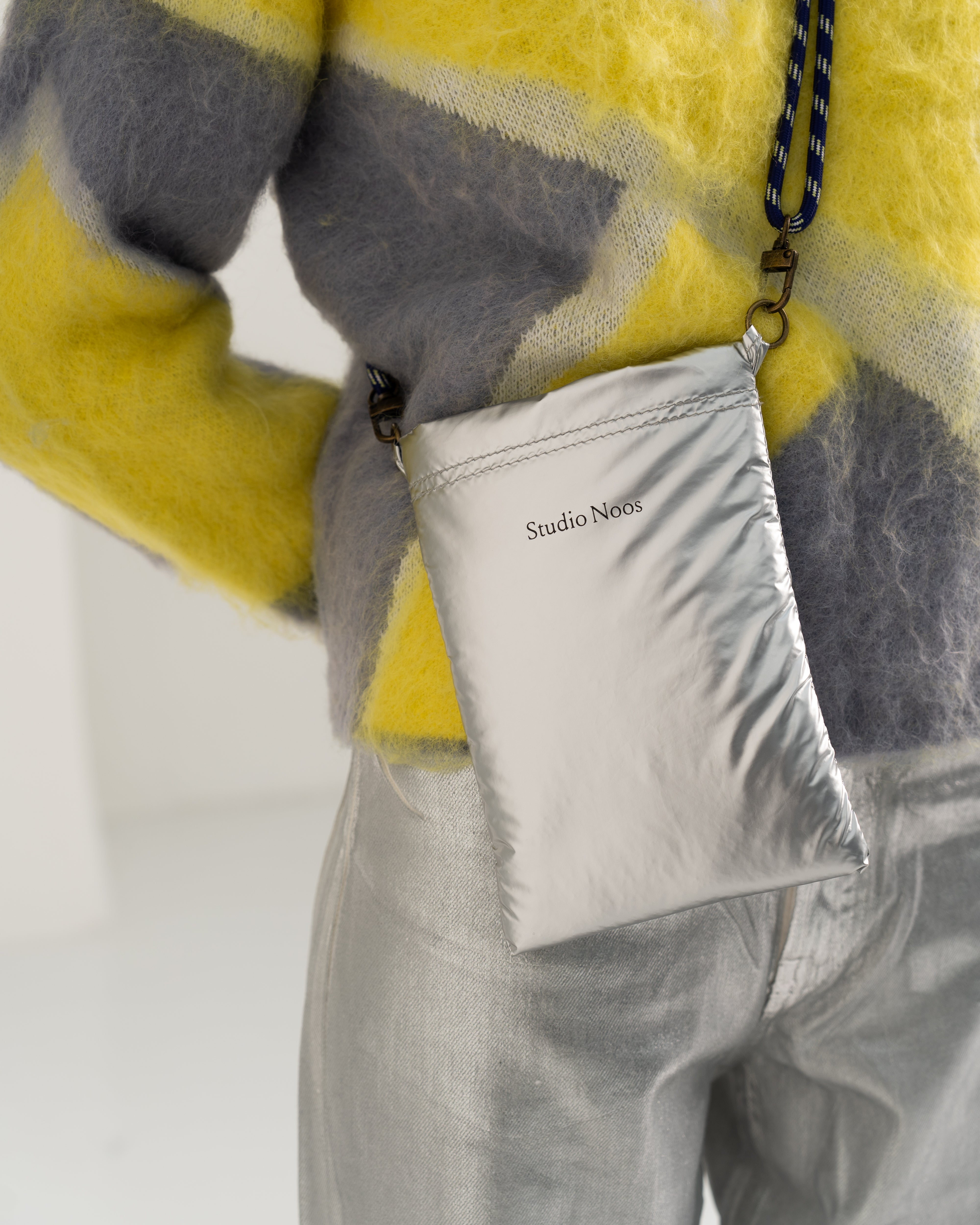 Silver Puffy Phone Bag