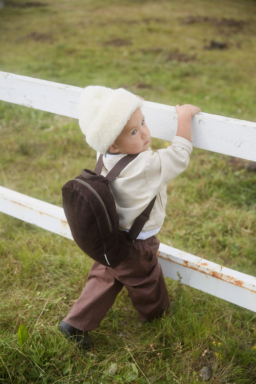 Rib Puffy Mini Rugzak | Donkerbruin