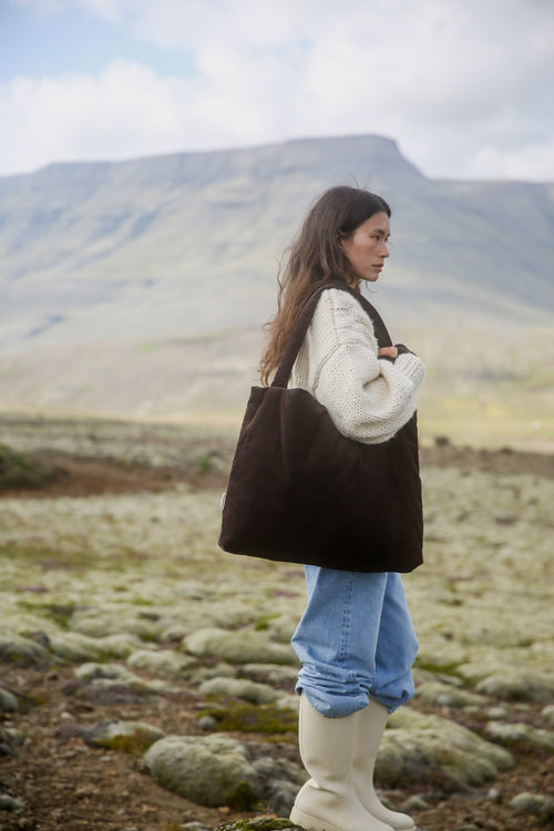 Rib Puffy Mom Bag | Dark Brown