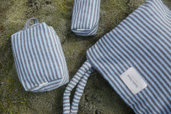 Stripy Wool Toilettas | Lichtblauw / Bruin