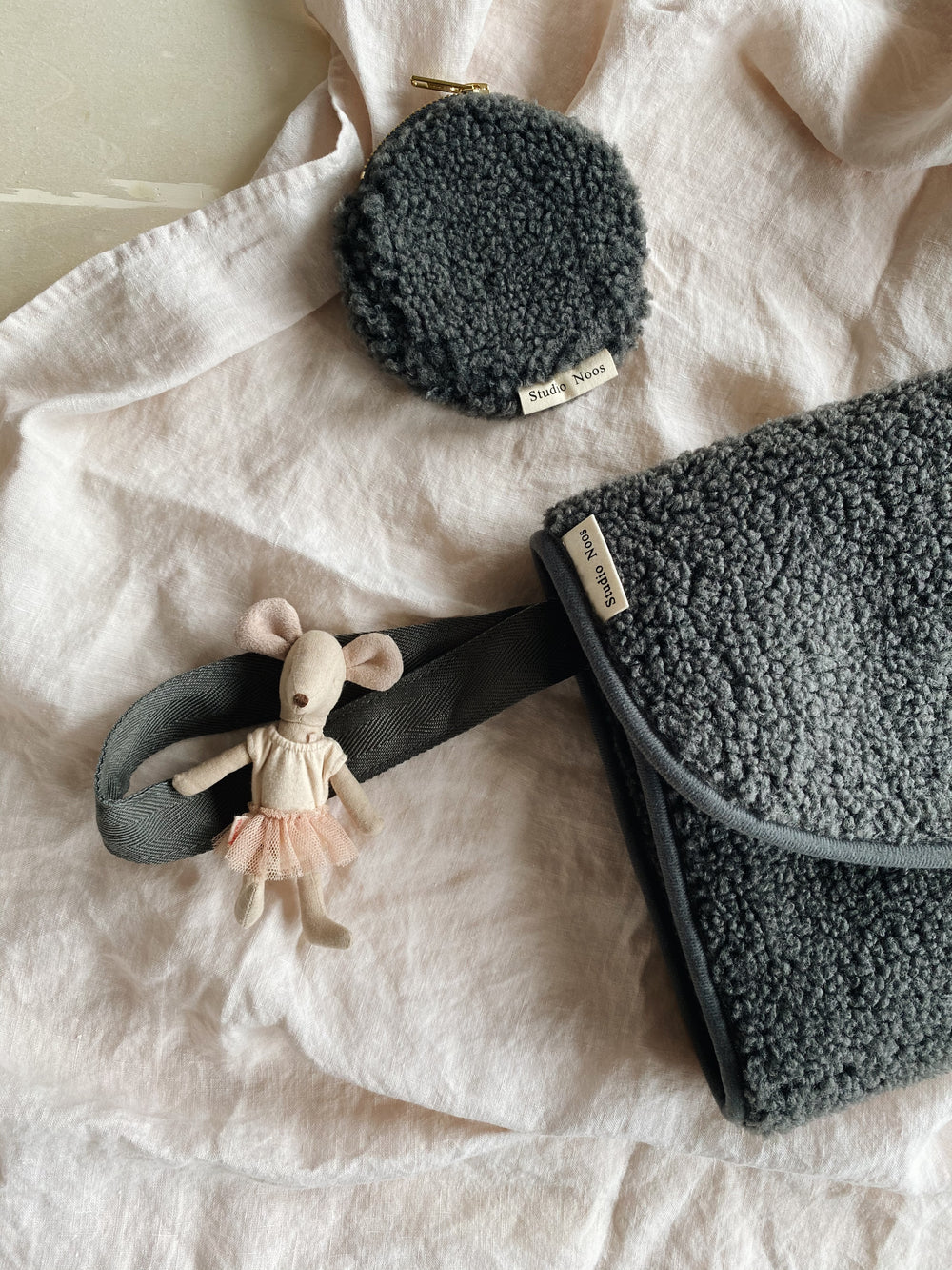 Dark grey teddy changing mat